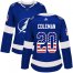Adidas Tampa Bay Lightning #20 Blake Coleman Blue Home Authentic USA Flag Womens Stitched NHL Jersey