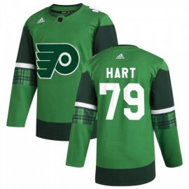 Philadelphia Flyers #79 Carter Hart Mens Adidas 2020 St. Patricks Day Stitched NHL Jersey Green