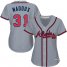 Atlanta Braves #31 Greg Maddux Grey Road Womens Stitched MLB Jersey