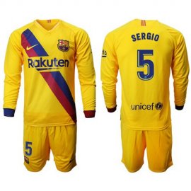 Barcelona #5 Sergio Away Long Sleeves Soccer Club Jersey
