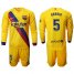 Barcelona #5 Sergio Away Long Sleeves Soccer Club Jersey