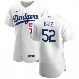 Los Angeles Dodgers #52 Pedro Baez Mens Nike White Home 2020 Authentic Player MLB Jersey