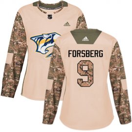 Adidas Nashville Predators #9 Filip Forsberg Camo Authentic 2017 Veterans Day Womens Stitched NHL Jersey