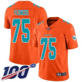Nike Miami Dolphins #75 Ereck Flowers Orange Mens Stitched NFL Limited Inverted Legend 100th Season Jersey