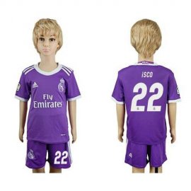 Real Madrid #22 Isco Away Kid Soccer Club Jersey