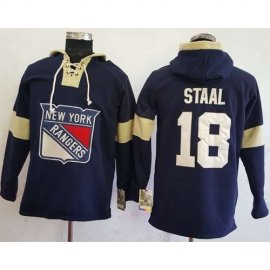 New York Rangers #18 Marc Staal Navy Blue Pullover Hoodie Stitched NHL Jersey