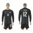 Italy #12 Sirigu Black Long Sleeves Goalkeeper Soccer Country Jersey