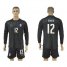 Italy #12 Sirigu Black Long Sleeves Goalkeeper Soccer Country Jersey