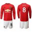 Manchester United #8 Mata Red Home Long Sleeves Soccer Club Jersey