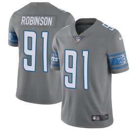 Nike Detroit Lions #91 AShawn Robinson Gray Mens Stitched NFL Limited Rush Jersey
