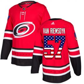 Adidas Carolina Hurricanes #57 Trevor Van Riemsdyk Red Home Authentic USA Flag Stitched NHL Jersey