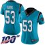 Nike Carolina Panthers #53 Brian Burns Blue Womens Stitched NFL Limited Rush 100th Season Jersey