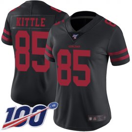 Nike San Francisco 49ers #85 George Kittle Black Alternate Womens Stitched NFL 100th Season Vapor Limited Jersey