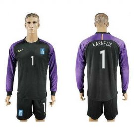 Greece #1 Karnezis Black Goalkeeper Long Sleeves Soccer Country Jersey