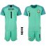 Brazil #1 Alisson Green Goalkeeper Kid Soccer Country Jersey