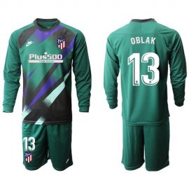 Atletico Madrid #13 Oblak Green Goalkeeper Long Sleeves Soccer Club Jersey