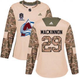 Adidas Colorado Avalanche #29 Nathan MacKinnon Camo Authentic Womens 2022 Stanley Cup Champions Veterans Day Stitched NHL Jersey Womens
