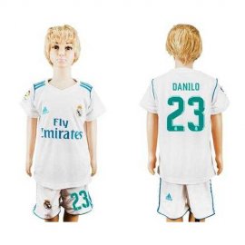 Real Madrid #23 Danilo White Home Kid Soccer Club Jersey