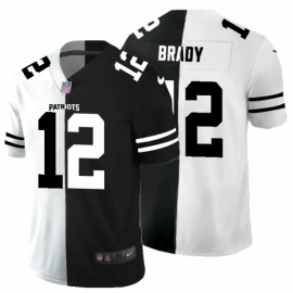New England New England Patriots #12 Tom Brady Mens Black V White Peace Split Nike Vapor Untouchable Limited NFL Jersey