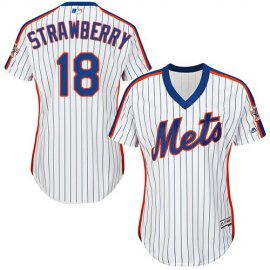 New York Mets #18 Darryl Strawberry White(Blue Strip) Alternate Womens Stitched MLB Jersey