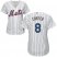 New York Mets #8 Gary Carter White(Blue Strip) Home Womens Stitched MLB Jersey