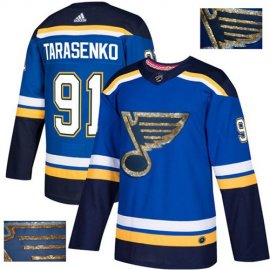 Adidas St. Louis Blues #91 Vladimir Tarasenko Blue Home Authentic Fashion Gold Stitched NHL Jersey