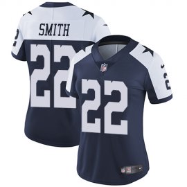 Nike Dallas Cowboys #22 Emmitt Smith Navy Blue Thanksgiving Womens Stitched NFL Vapor Untouchable Limited Throwback Jersey