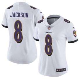 Nike Baltimore Ravens #8 Lamar Jackson White Womens Stitched NFL Vapor Untouchable Limited Jersey