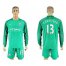 Manchester United #13 Caballero Green Goalkeeper Long Sleeves Soccer Club Jersey
