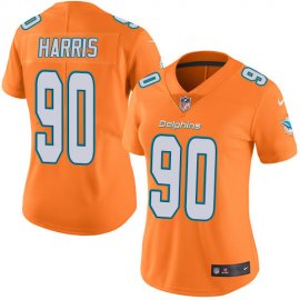 Nike Miami Dolphins #90 Charles Harris Orange Womens Stitched NFL Limited Rush Jersey