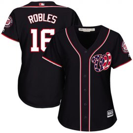 Washington Nationals #16 Victor Robles Navy Blue Alternate Womens Stitched MLB Jersey