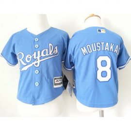 Toddler Kansas City Royals #8 Mike Moustakas Light Blue Alternate 1 Cool Base Stitched MLB Jersey