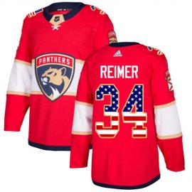 Adidas Florida Panthers #34 James Reimer Red Home Authentic USA Flag Stitched Youth NHL Jersey