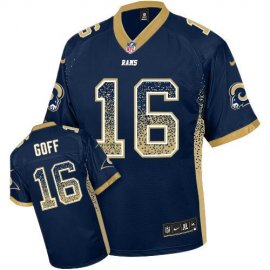 Nike Los Angeles Rams #16 Jared Goff Navy Blue Team Color Mens Stitched NFL Elite Drift Fashion Jersey