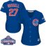 Chicago Cubs #27 Addison Russell Blue Alternate 2016 World Series Champions Womens Stitched MLB Jersey