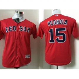 Boston Red Sox #15 Dustin Pedroia Red Cool Base Name On Back Stitched Youth MLB Jersey