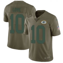 Nike Green Bay Packers #10 Jordan Love Olive Youth Stitched NFL Limited 2017 Salute To Service Jersey
