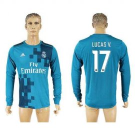 Real Madrid #17 Lucas.V Sec Away Long Sleeves Soccer Club Jersey