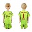 Bayern Munchen #1 Neuer Shiny Green Goalkeeper Kid Soccer Club Jersey