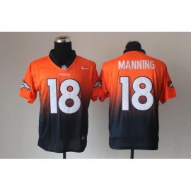 Nike Denver Broncos #18 Peyton Manning Orange/Navy Blue Mens Stitched NFL Elite Fadeaway Fashion Jersey