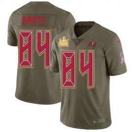 Nike Tampa Bay Buccaneers #84 Cameron Brate Olive Mens Super Bowl LV Champions Patch Stitched NFL Limited 2017 Salute To Service Jersey