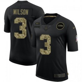 Seattle Seahawks #3 Russell Wilson Mens Nike 2020 Salute To Service Camo Limited NFL Jersey Black