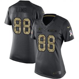 Nike Dallas Cowboys #88 CeeDee Lamb Black Womens Stitched NFL Limited 2016 Salute to Service Jersey