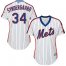 New York Mets #34 Noah Syndergaard White(Blue Strip) Alternate Womens Stitched MLB Jersey