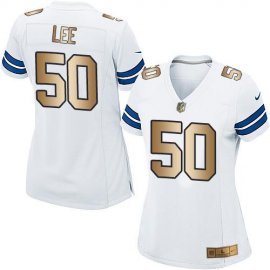 Nike Dallas Cowboys #50 Sean Lee White Womens Stitched NFL Elite Gold Jersey