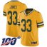 Nike Green Bay Packers #33 Aaron Jones Yellow Mens Stitched NFL Limited Rush 100th Season Jersey