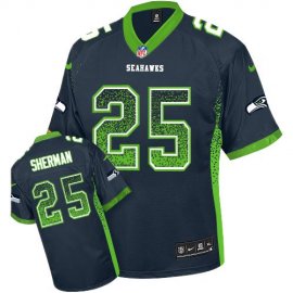 Nike Seattle Seahawks #25 Richard Sherman Steel Blue Team Color Mens Stitched NFL Elite Drift Fashion Jersey
