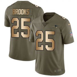 Nike New England Patriots #25 Terrence Brooks Olive/Gold Mens Stitched NFL Limited 2017 Salute To Service Jersey