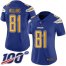 Nike Los Angeles Chargers #81 Mike Williams Electric Blue Womens Stitched NFL Limited Rush 100th Season Jersey