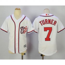 Washington Nationals #7 Trea Turner White Cool Base Stitched Youth MLB Jersey